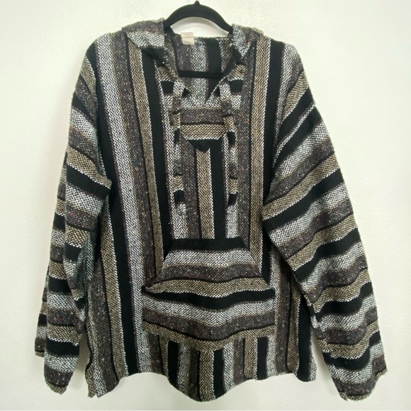 Earthbound Trading Men's Molina Ethnic Gorpcore Poncho/Hooded Bohemian Jacket XL - Picture 1 of 5